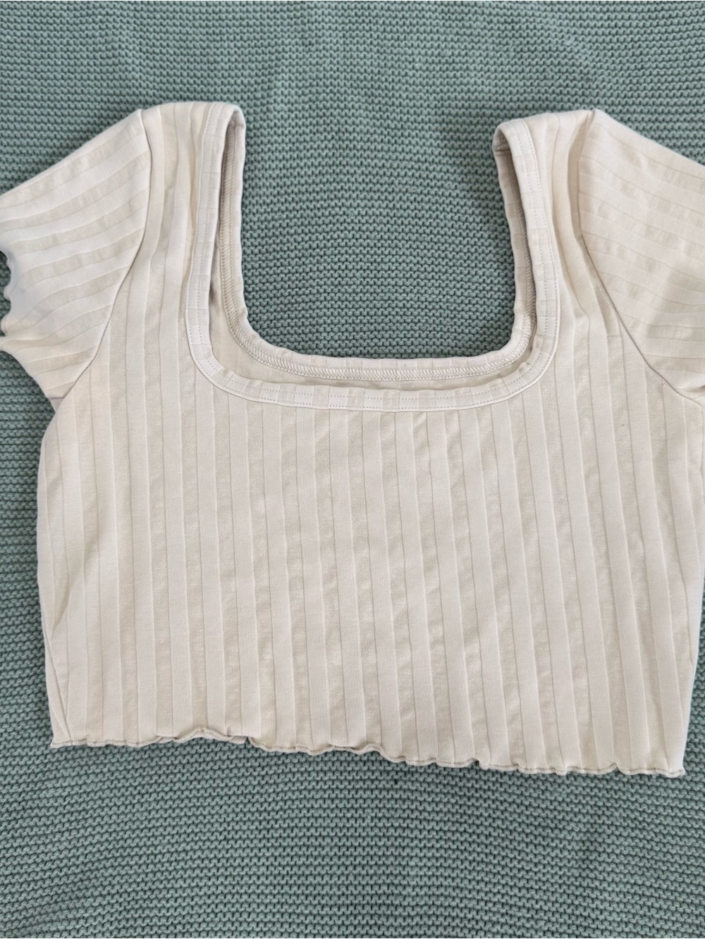 Offline by aerie size small Ribbed Square-Neck Crop Top - Cream